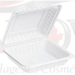 Contenant blanc 8x8 (1 compartiment) – emballage alimentaire Canova Trois-Rivières