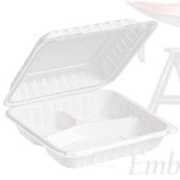 Contenant blanc 8x8 (3 compartiments) – emballage alimentaire Canova Trois-Rivières