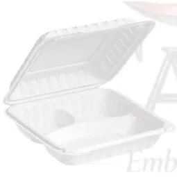 Contenant blanc 8x8 (3 compartiments) – emballage alimentaire Canova Trois-Rivières